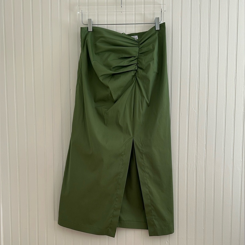 Marella Distesa Ruched A-line Midi Skirt with Slit